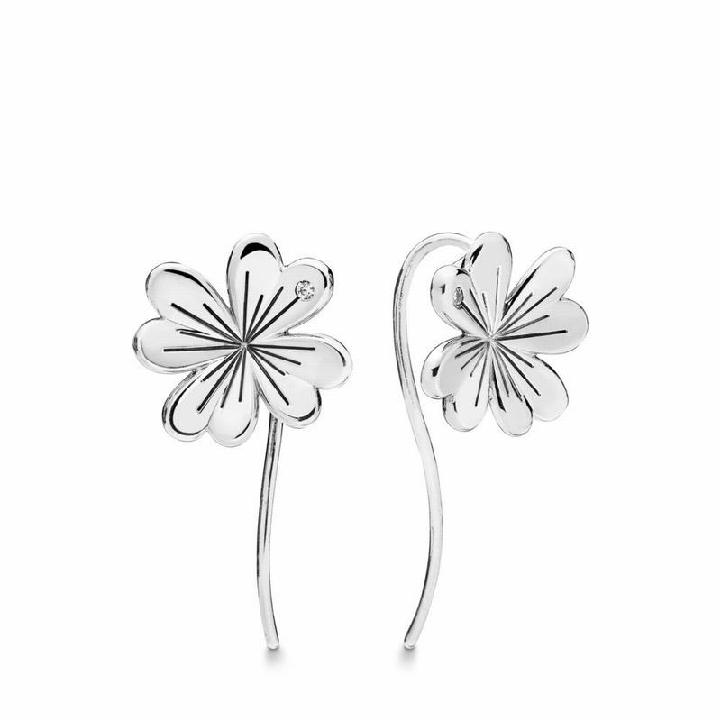 Pandora Lucky Four-leaf Clover Earrings Ireland - Sterling Silver/Cubic Zirconia - 973685CMH